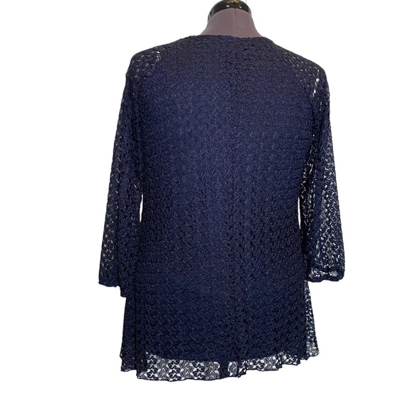 Cato Woman plus size 18/20W Navy Blue Lace lined long sleeve pull-on  blouse top - Picture 5 of 6